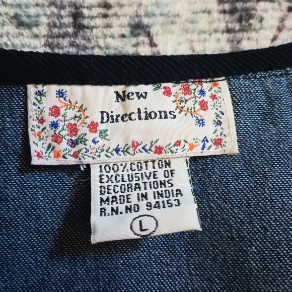 New Directions Womens Cottagecore Fall Vest Large Embroidered Patchwork Autumn - Picture 9 of 12